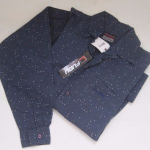 FUBU Mens Dress Shirt M Long Sleeve Navy Blue New